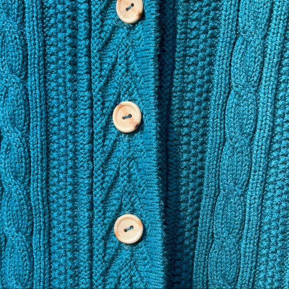 VINTAGE WOMENS CABLE KNIT LL BEAN BLUE CARDIGAN Small - Picture 5 of 9